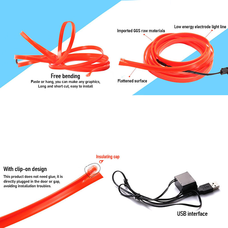 Auto Neon Verlichtingsset USB Aansluiting 6