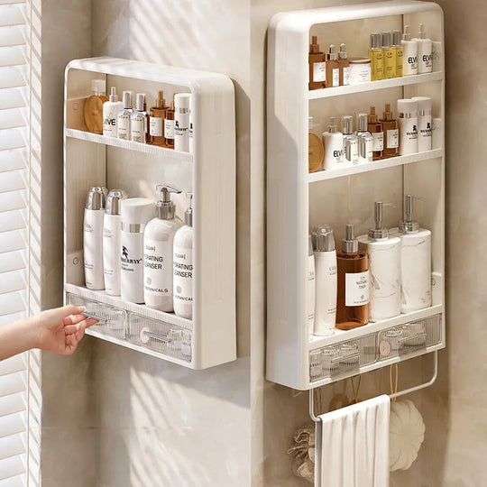 Badkamer Plank Wandgemonteerd Organizer Drielaags Modern Minimalistisch 1
