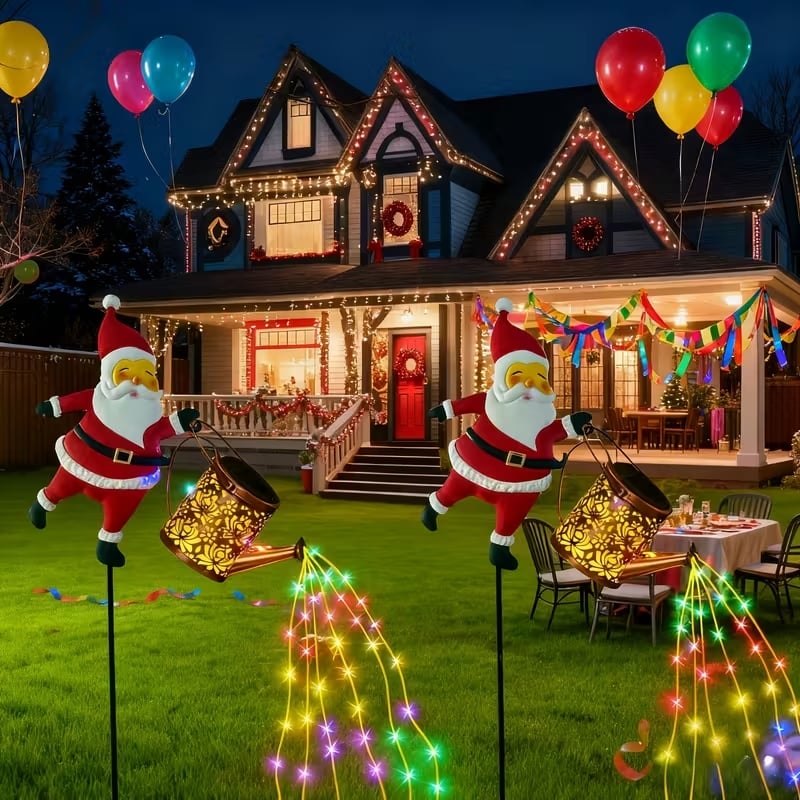 Buiten Lantaarn Kerstman Zonne-energie Automatische Verlichting 3