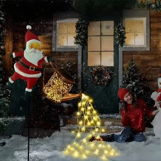 Buiten Lantaarn Kerstman Zonne-energie Automatische Verlichting 4