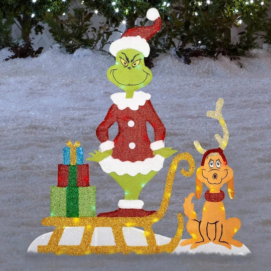 Buiten Tuindecoratie Grinch met LED Verlichting 7