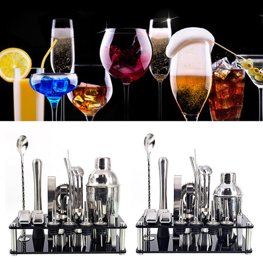 Cocktailset 23-delig voor Bartenders met Bamboe Standaard 4