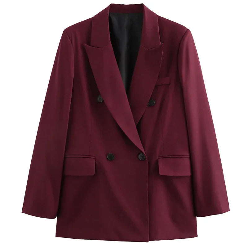 Dames Blazer Dubbele Knopen Lapelekraag voor Werk en Casual Outfits 0