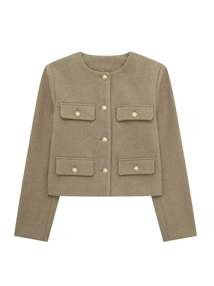 Dames Blazer Met Gestructureerd Tweed Ontwerp 12