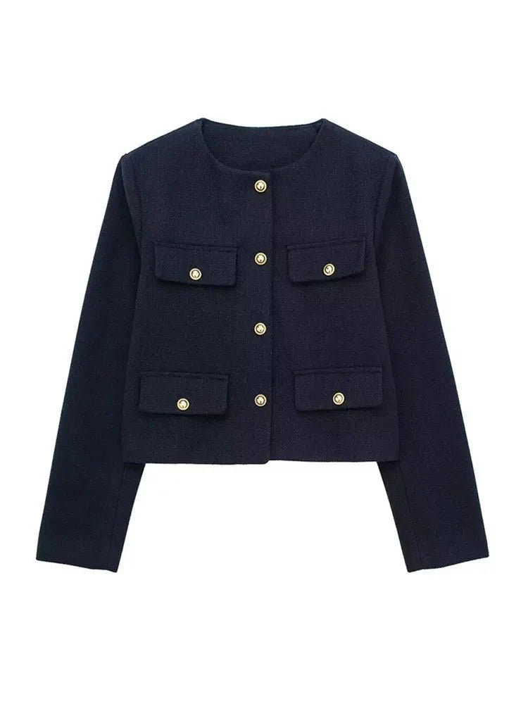 Dames Blazer Met Gestructureerd Tweed Ontwerp 7