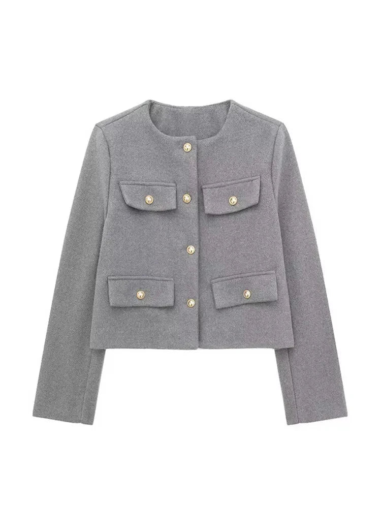 Dames Blazer Met Gestructureerd Tweed Ontwerp 8