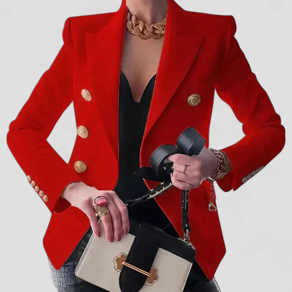 Dames Blazer met Dubbele Rij Knopen en Luxe Afwerking 2