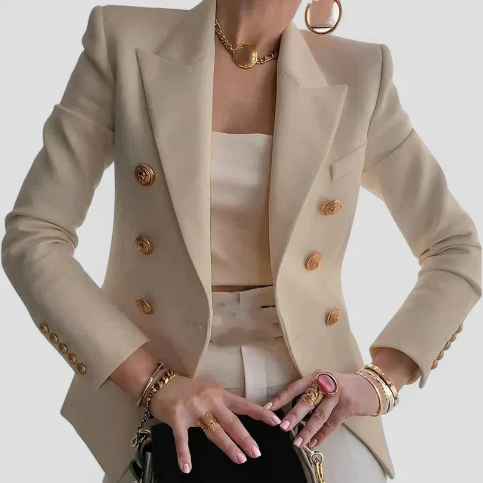 Dames Blazer met Dubbele Rij Knopen en Luxe Afwerking 4