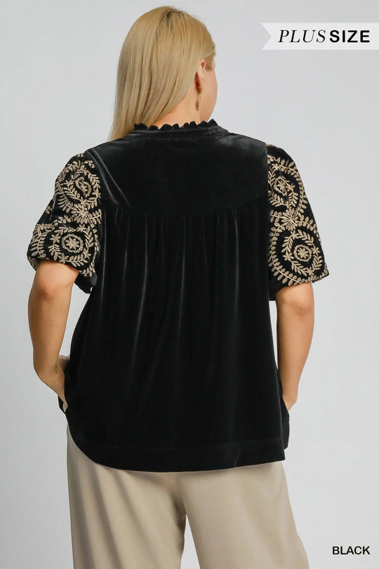 Dames Blouse Borduurwerk Fluwelen Mouwen Polyester Spandex 7