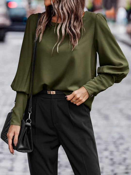 Dames Blouse Ronde Hals Lantaarnmouwen Polyester 2