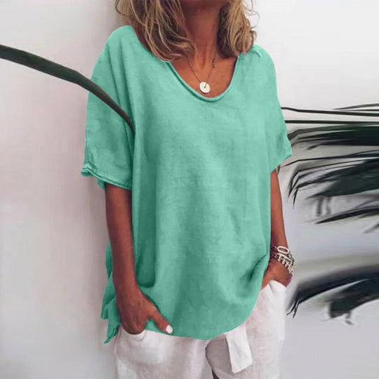 Dames Blouse V-Ausschnitt Luchtig Katoen 5
