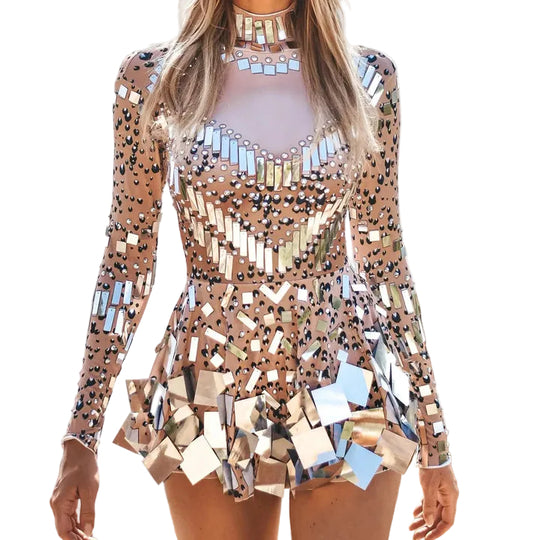 Dames Bodysuit met Pailletten en Lange Mouwen 0