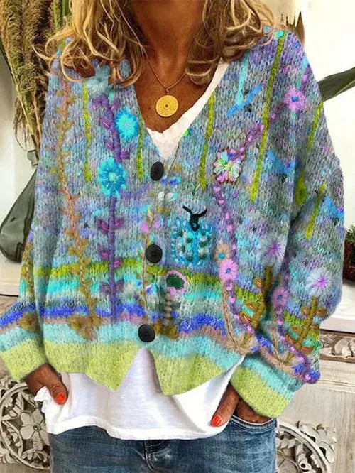 Dames Cardigan Oversized Gebreid met Dappere Patroon 2