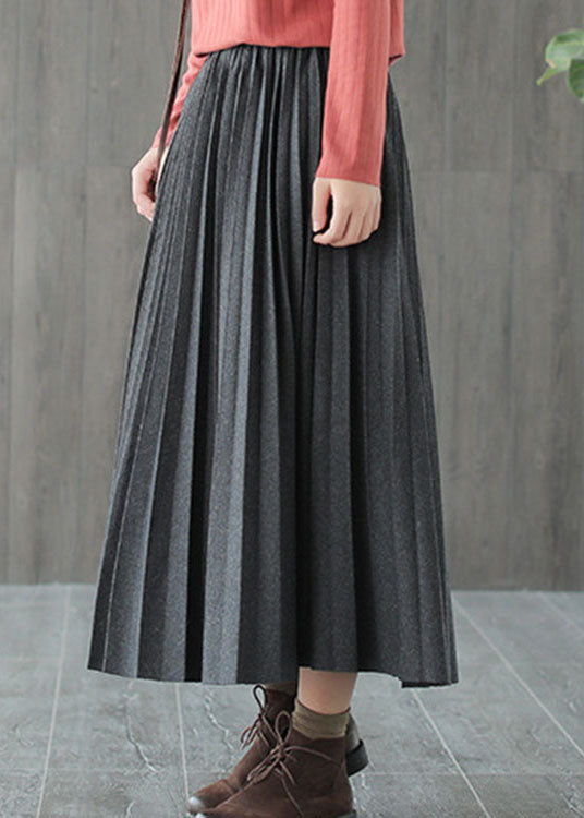 Dames Casual Geplooide Rok Grijs Zwart 2