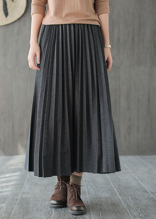 Dames Casual Geplooide Rok Grijs Zwart 3