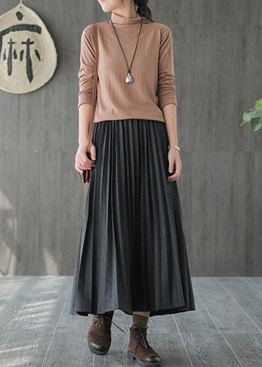 Dames Casual Geplooide Rok Grijs Zwart 4