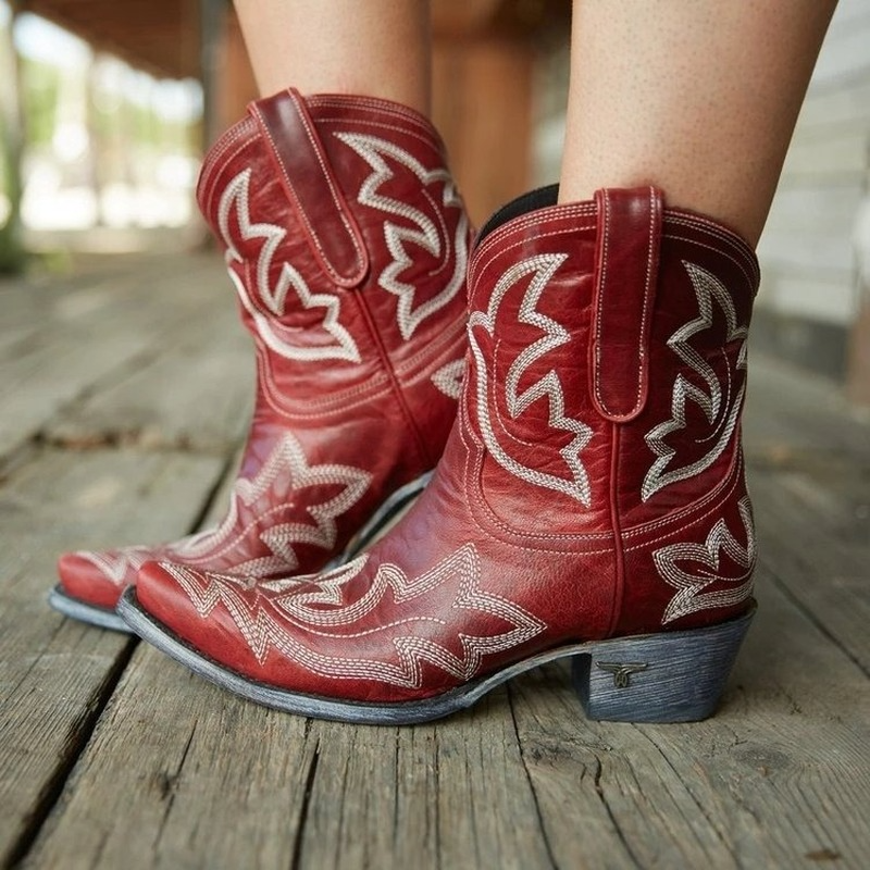 Dames Cowboy Enkellaarzen Geborduurd 4