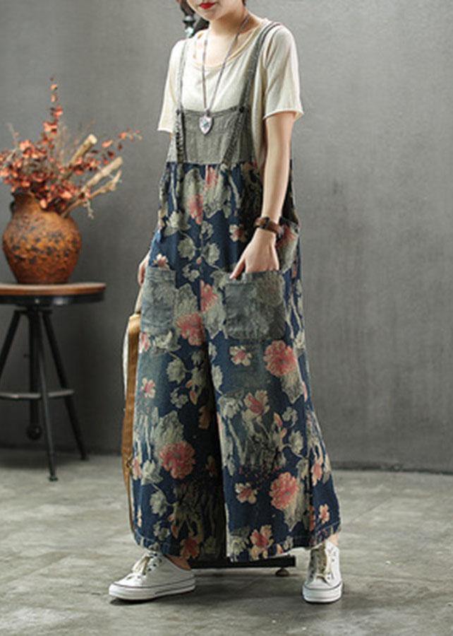 Dames Denim Romper met Print en Zakken 2