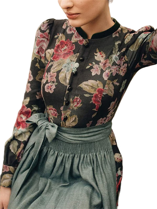 Dames Dirndljurk Vintage Stijl Bloemmotief voor Feestelijke Gelegenheden 0