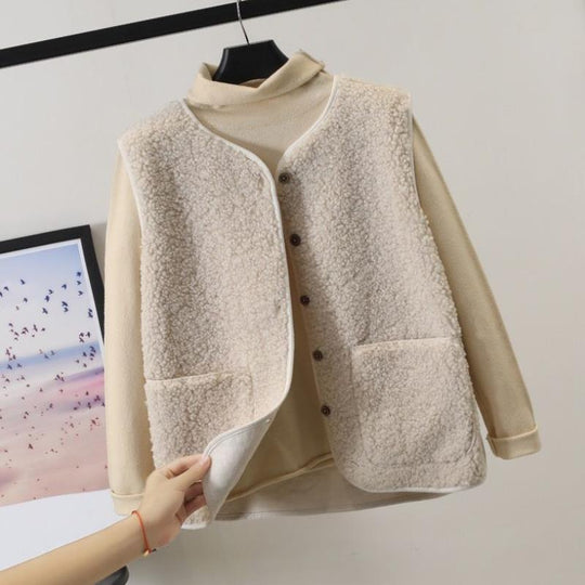 Dames Fleece Vest Mouwloos van Lamswol voor Herfst en Winter 6