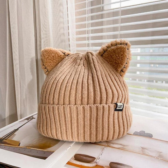 Dames Gebreide Wintermuts met Kattenoren 3