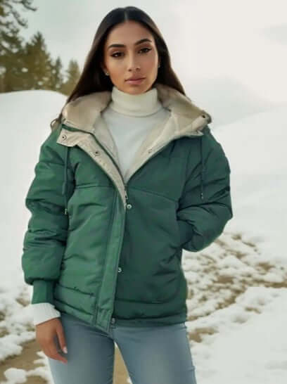 Dames Gequilt Jacket met Fleece Voering en Capuchon 1