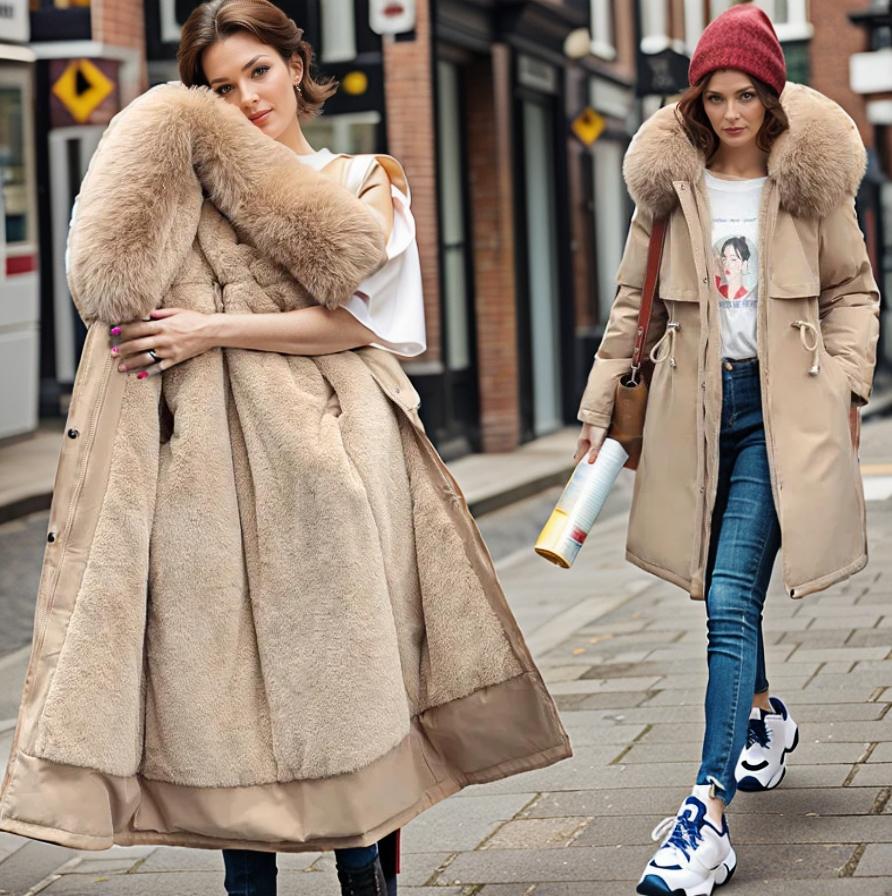 Dames Gequiltte Jas met Faux Fur Kap en Waterafstotend Design 1