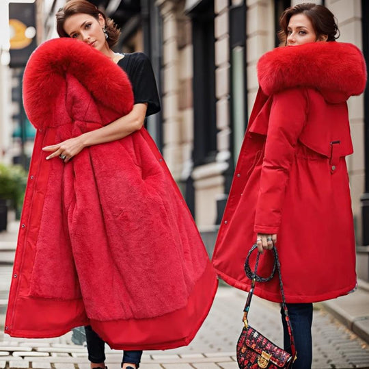 Dames Gequiltte Jas met Faux Fur Kap en Waterafstotend Design 4