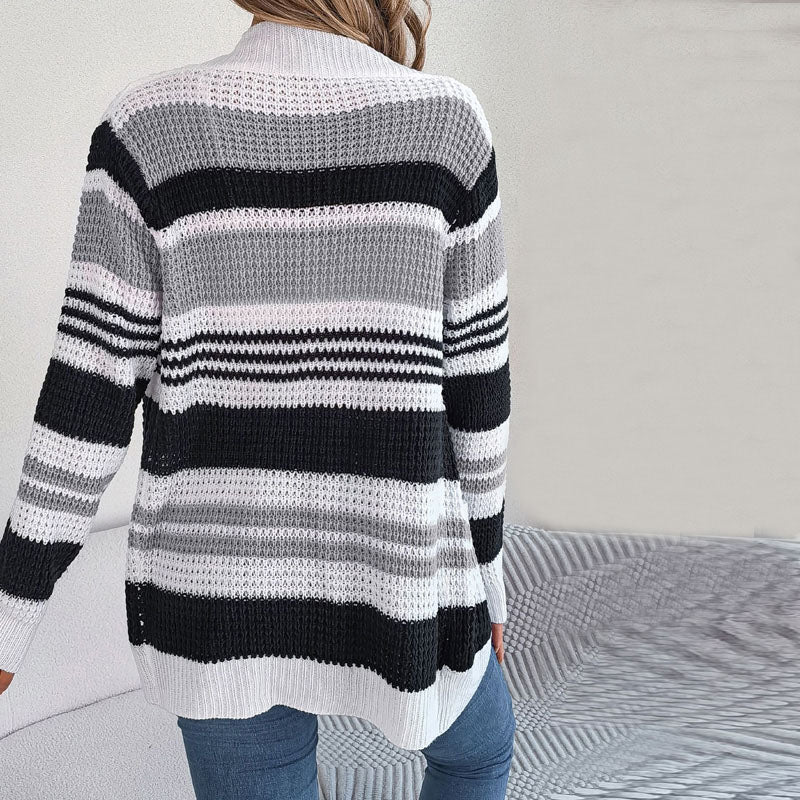 Dames Gestreepte Trui Casual Met Zakken 5