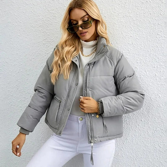Dames Gewatteerde Jas Korte Trendy Stijl 8