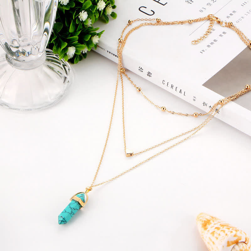 Dames Hexagon Edelsteen Ketting 4