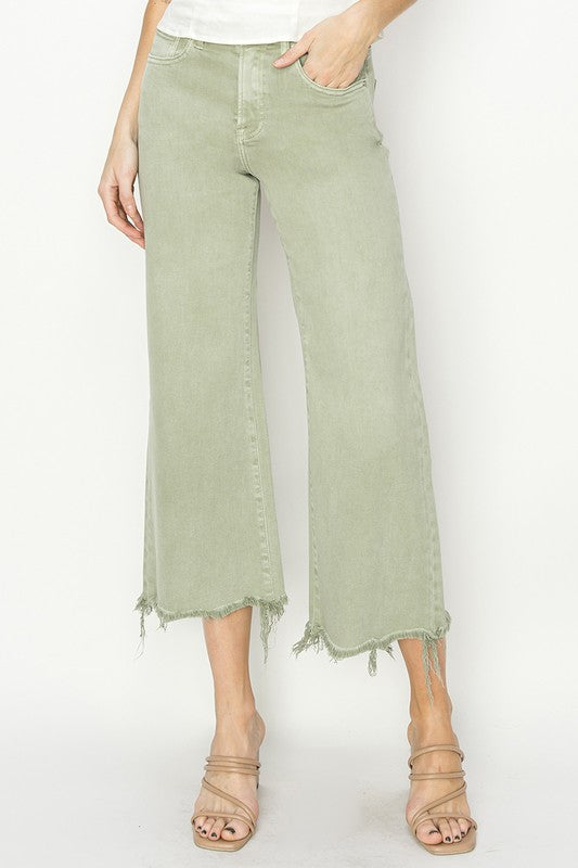 Dames Hoge Taille Wijde Cropped Broek 1