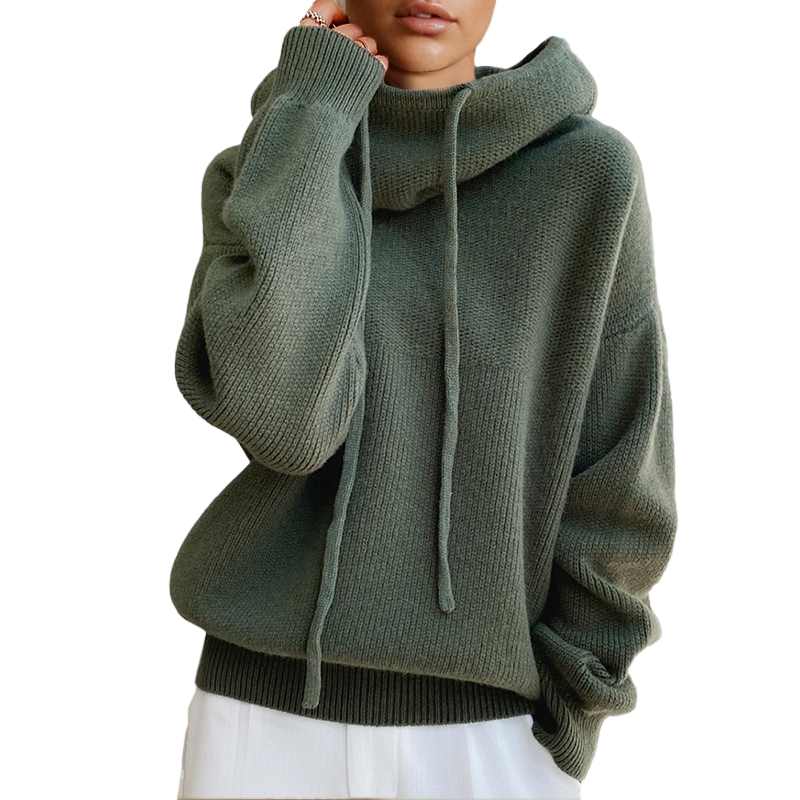 Dames Hoodie Gebreid met Stijlvolle Details voor Casual en Chic Outfits 0