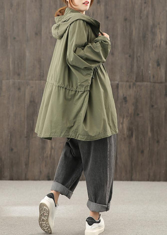 Dames Jacket met Ritssluiting en Capuchon in Legergroen 3