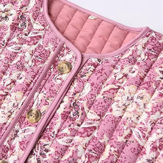 Dames Jas Gewatteerd Bloemenprint met Lange Mouwen Casual Cropped Stijl 3
