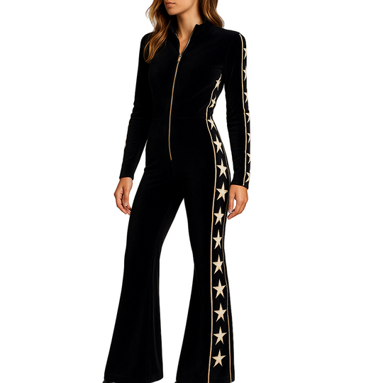 Dames Jumpsuit met Wijde Pijpen en Sterrenprint 0