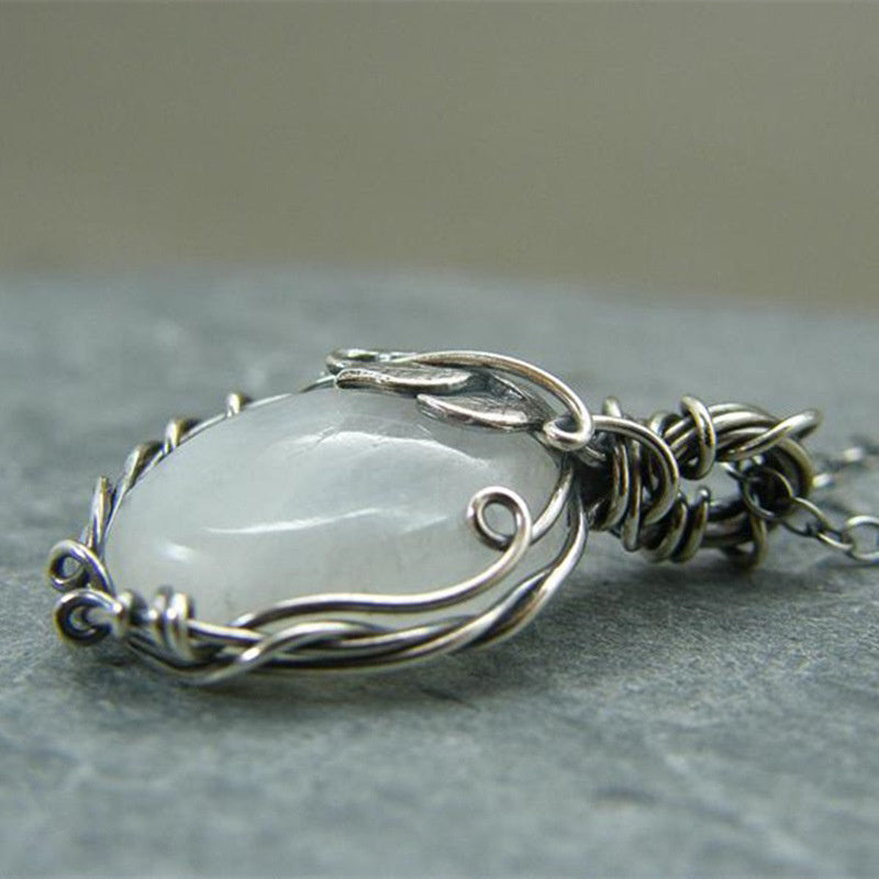 Dames Ketting Retro Met Maansteen Design 1
