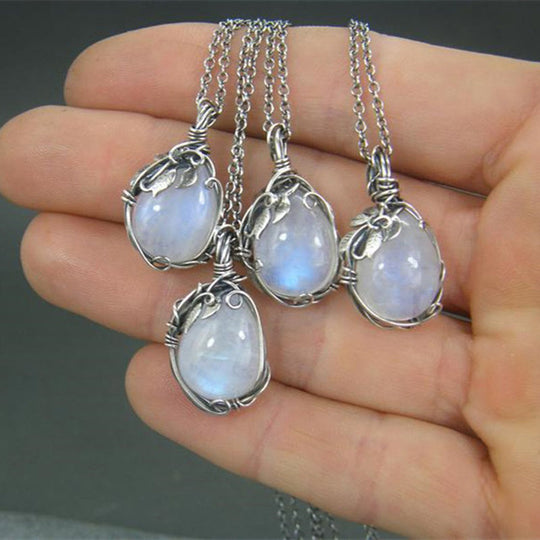 Dames Ketting Retro Met Maansteen Design 4