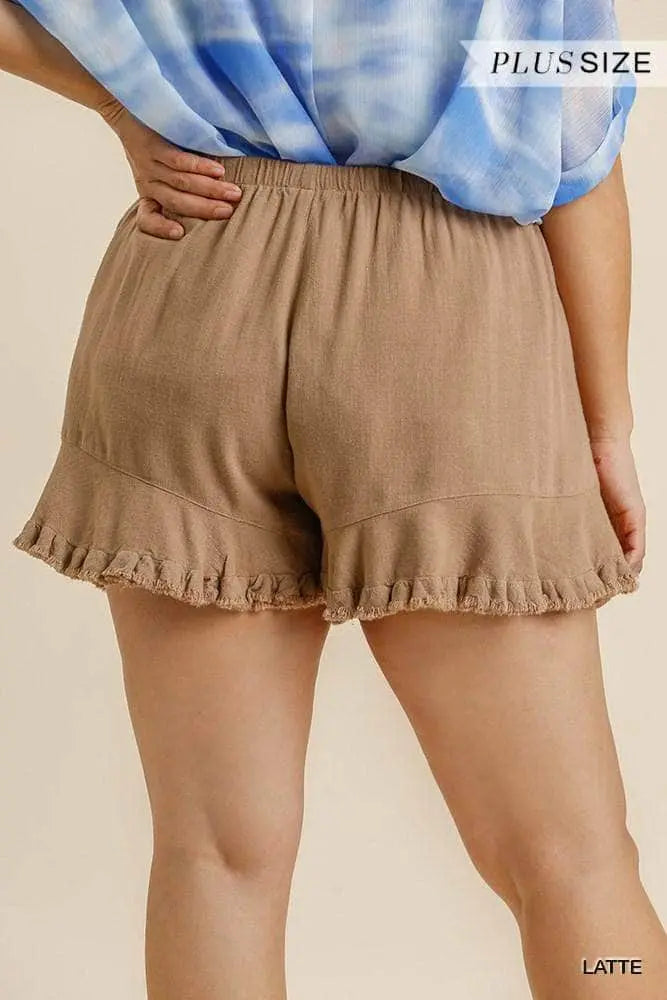 Dames Korte Broek Met Elastische Taille en Volants 2