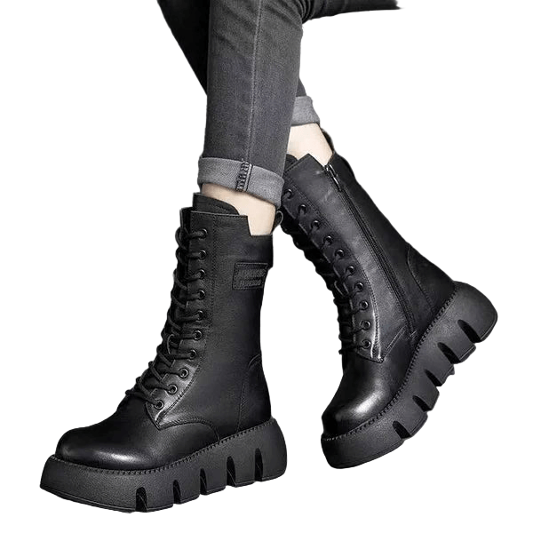 Dames Laarzen Halfhoog Met Veterontwerp voor Comfortabele Winterstijl 1