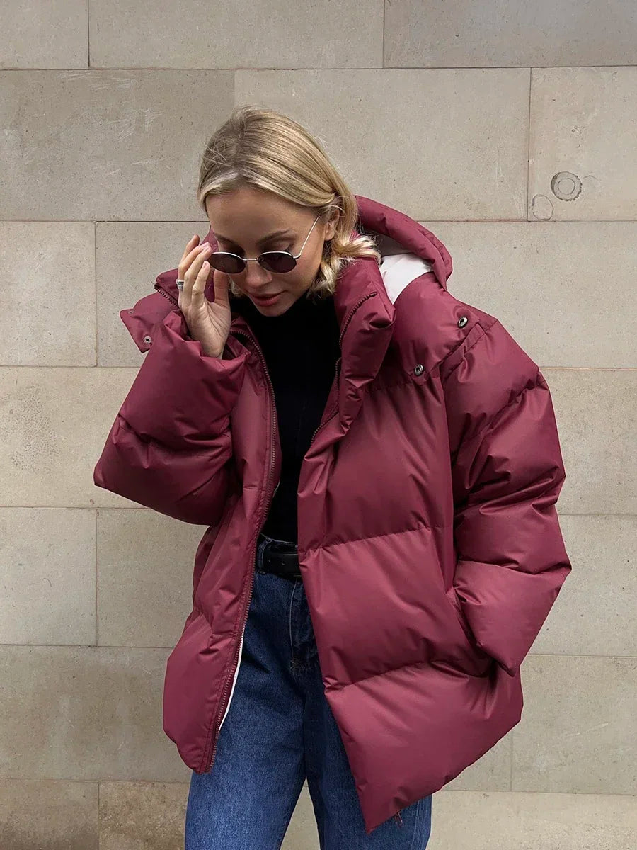 Dames Lange Gewatteerde Winterjas Oversized Met Functionele Zakken 5