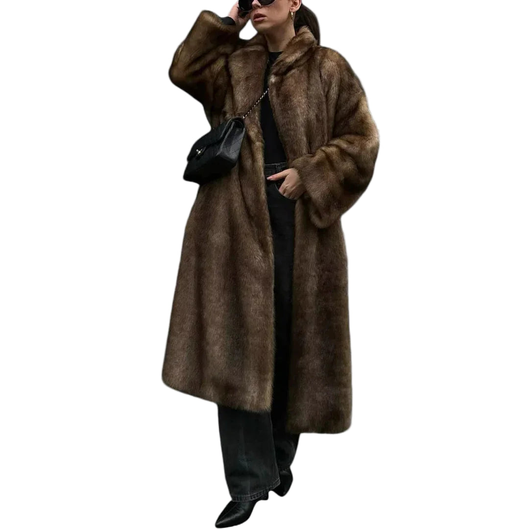 Dames Lange Trenchcoat Met Imitatiebont 0