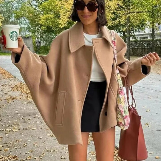 Dames Lange Winterjas Oversized met Knoopsluiting en Lange Mouwen 2