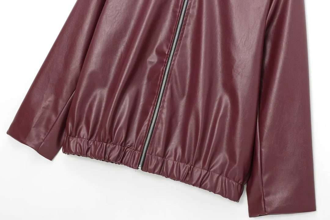 Dames Leren Jas met Rits en Klassieke Reverskraag voor Winter Streetwear 8