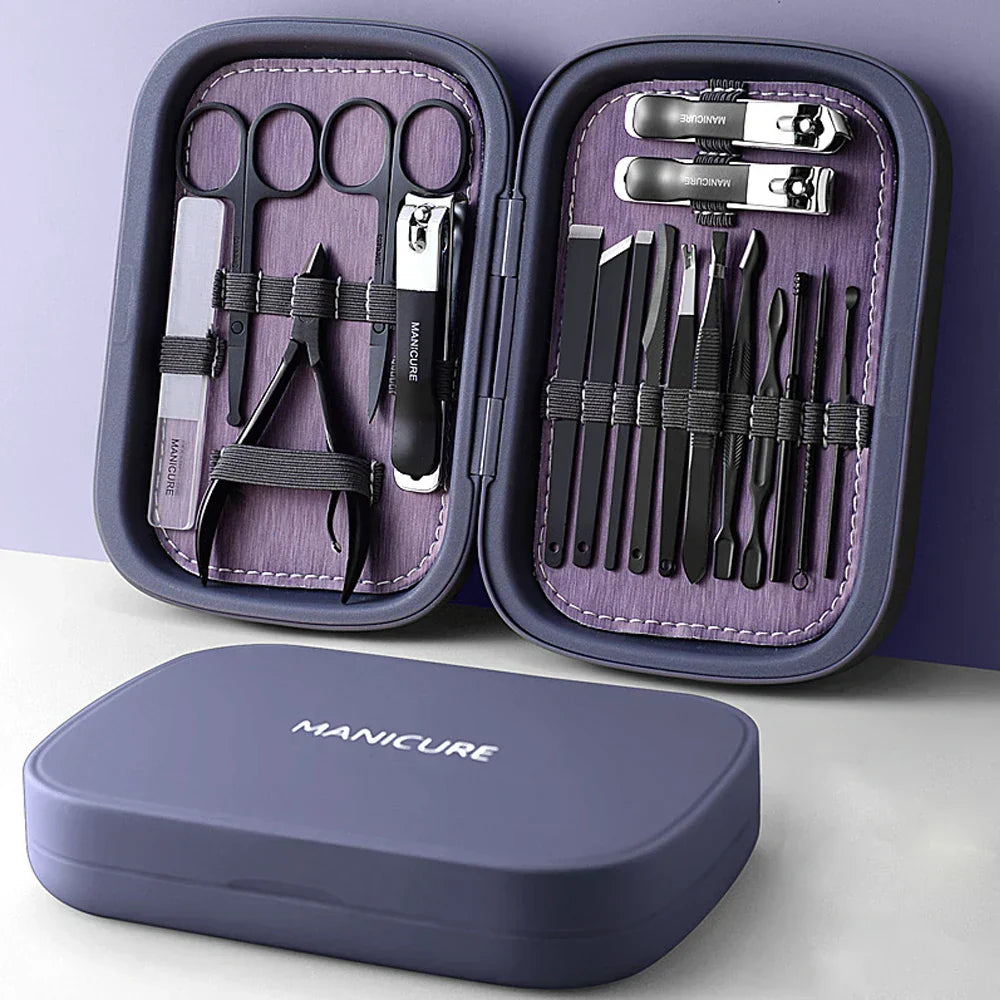 Dames Manicure Set Draagbaar met 18 Essentiële Nageltools voor Thuis en Onderweg 1