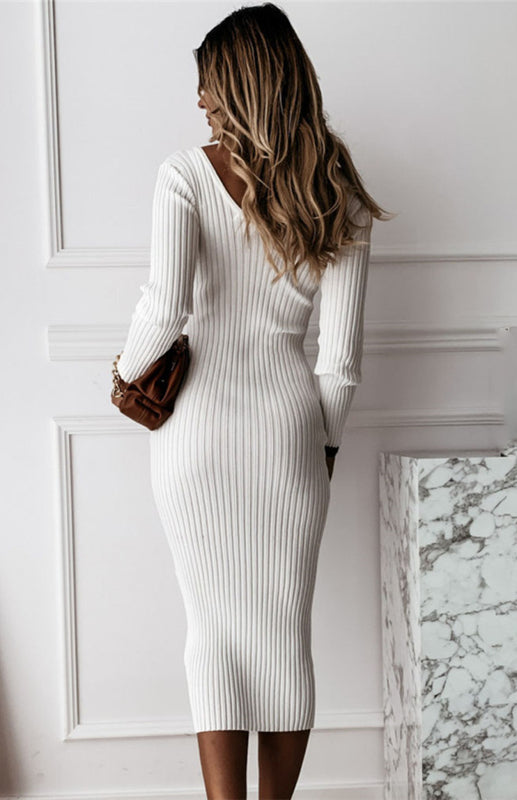 Dames Maxi Jurk Lange Mouwen Effen Polyester 3