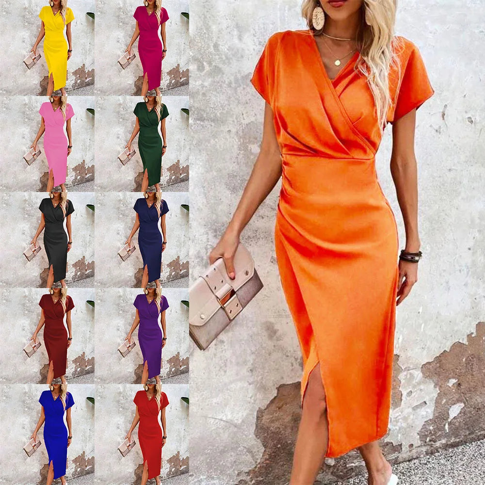 Dames Minikleed V-Ausschnitt Casual Stijl 0