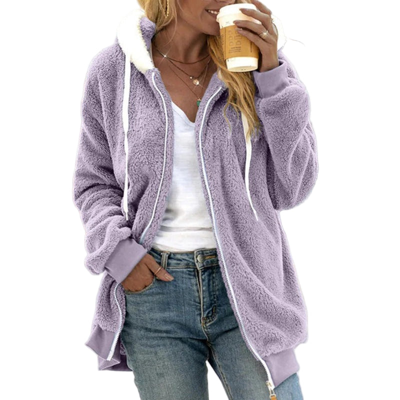Dames Oversized Hooded Coat van Teddy Fleece 1