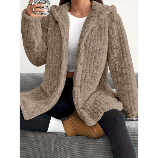 Dames Oversized Jas met Capuchon en Ribbelstructuur 4