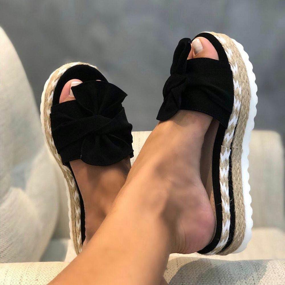 Dames Plateau Sandalen met Knoop 5